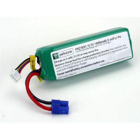 ParkZone 11.1v 1800mAh Li Po Battery w/EC3 Connector PKZ1031  